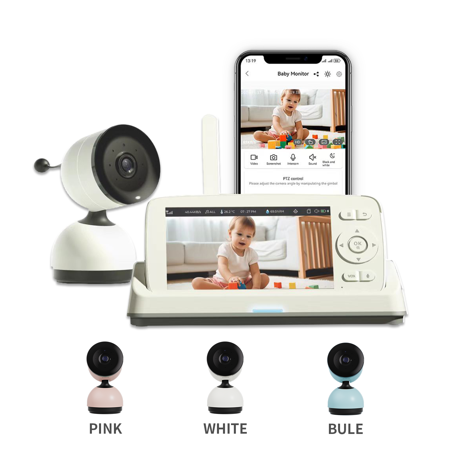 BM-5 Dual-View Baby Monitor Set - 5" IPS, HD 1080p AI Sound Detection, Night Vision, App Control | SYMBOM