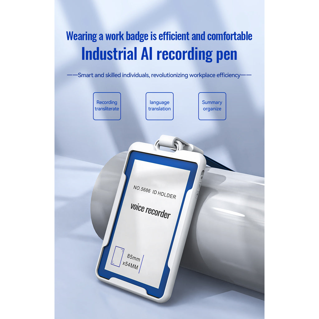 Work ID Badge Voice Recorder with App – Chest-Worn Smart Recording Badge