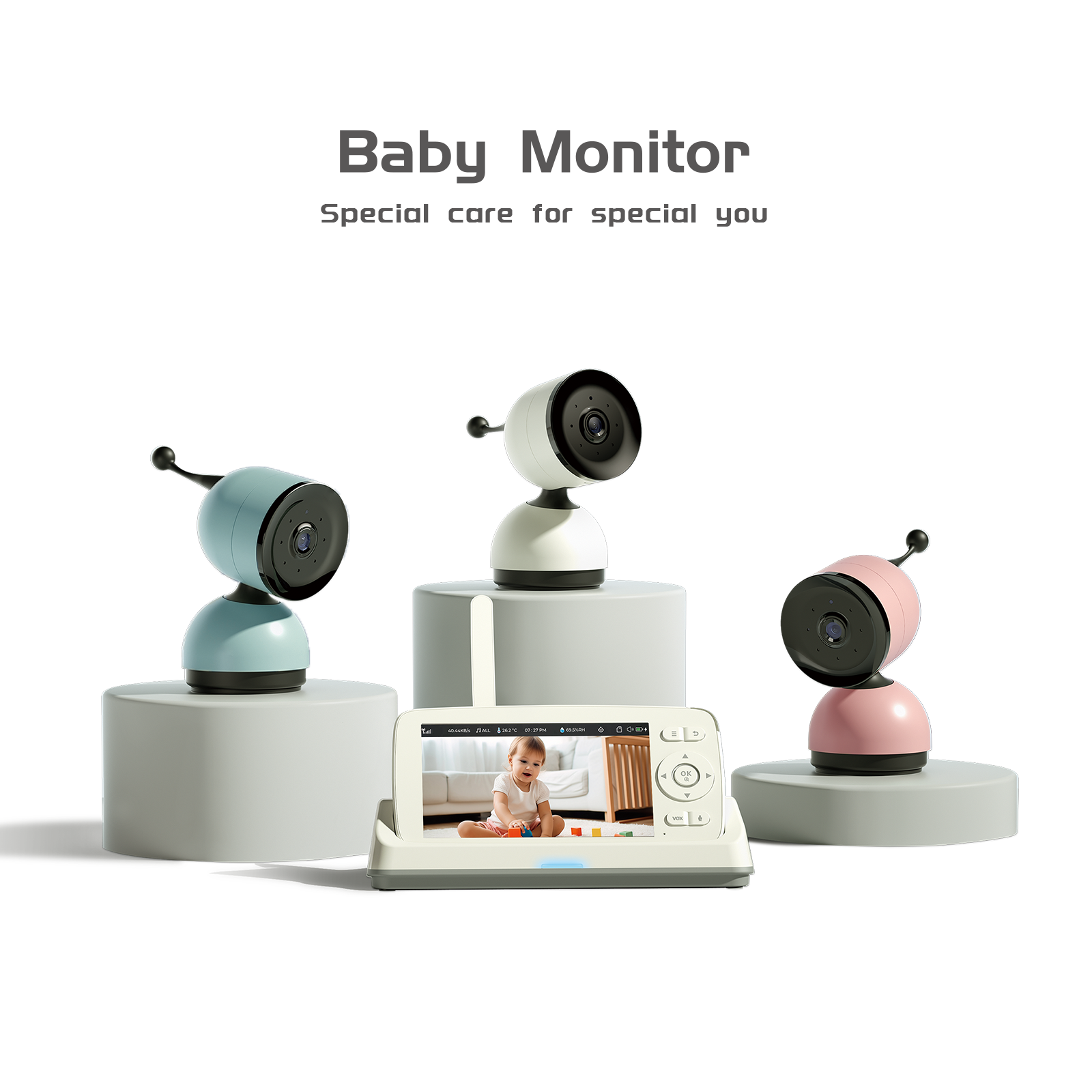 BM-5 Dual-View Baby Monitor Set - 5" IPS, HD 1080p AI Sound Detection, Night Vision, App Control | SYMBOM
