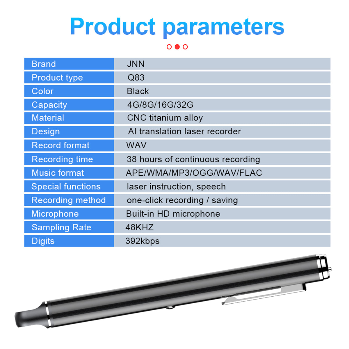 Laser Pointer Voice Recorder Pen – Digital Noise-Reduction Audio Recorder