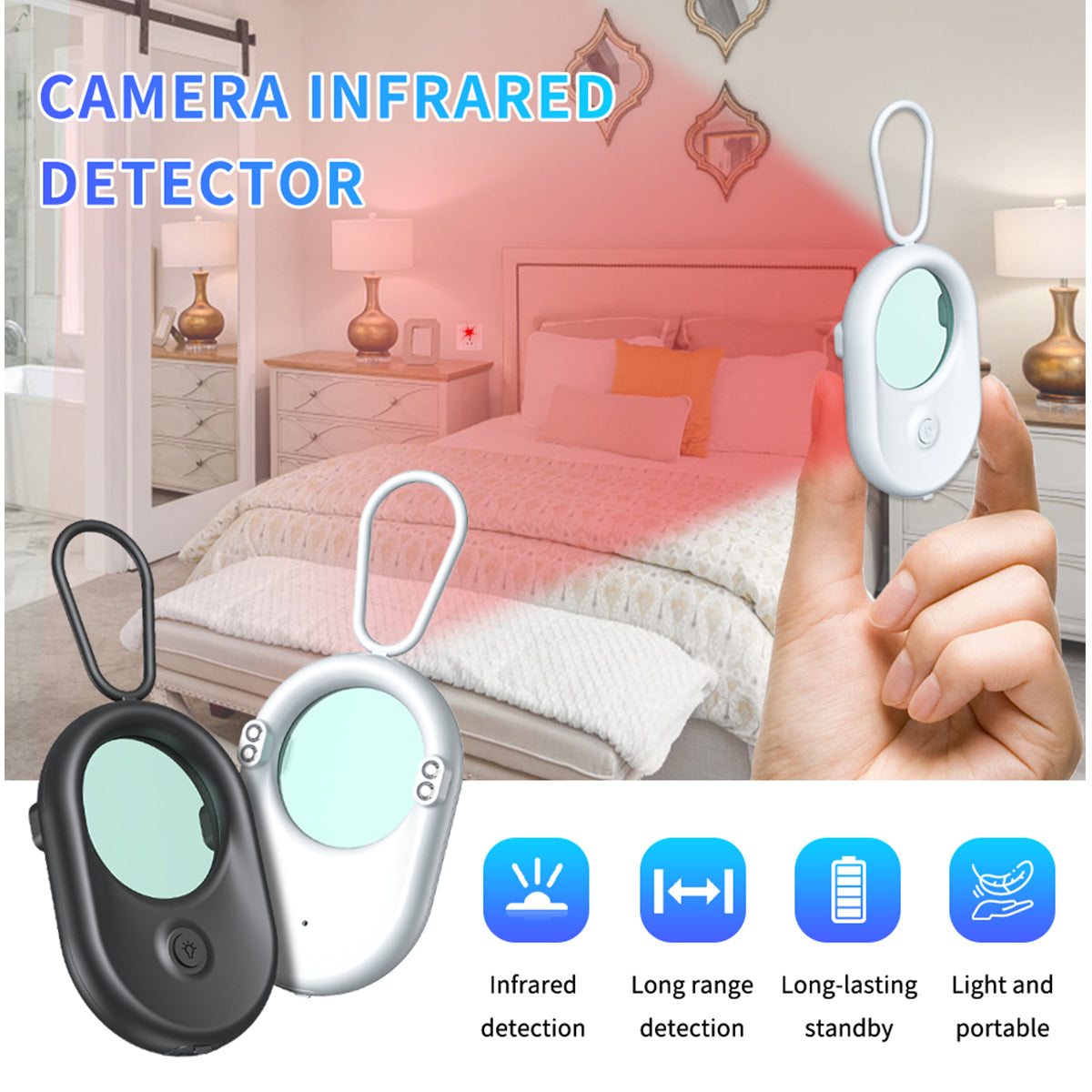 Mini Keychain Hidden Camera Detector – 720-Hour Standby Anti-Spy Lens Finder