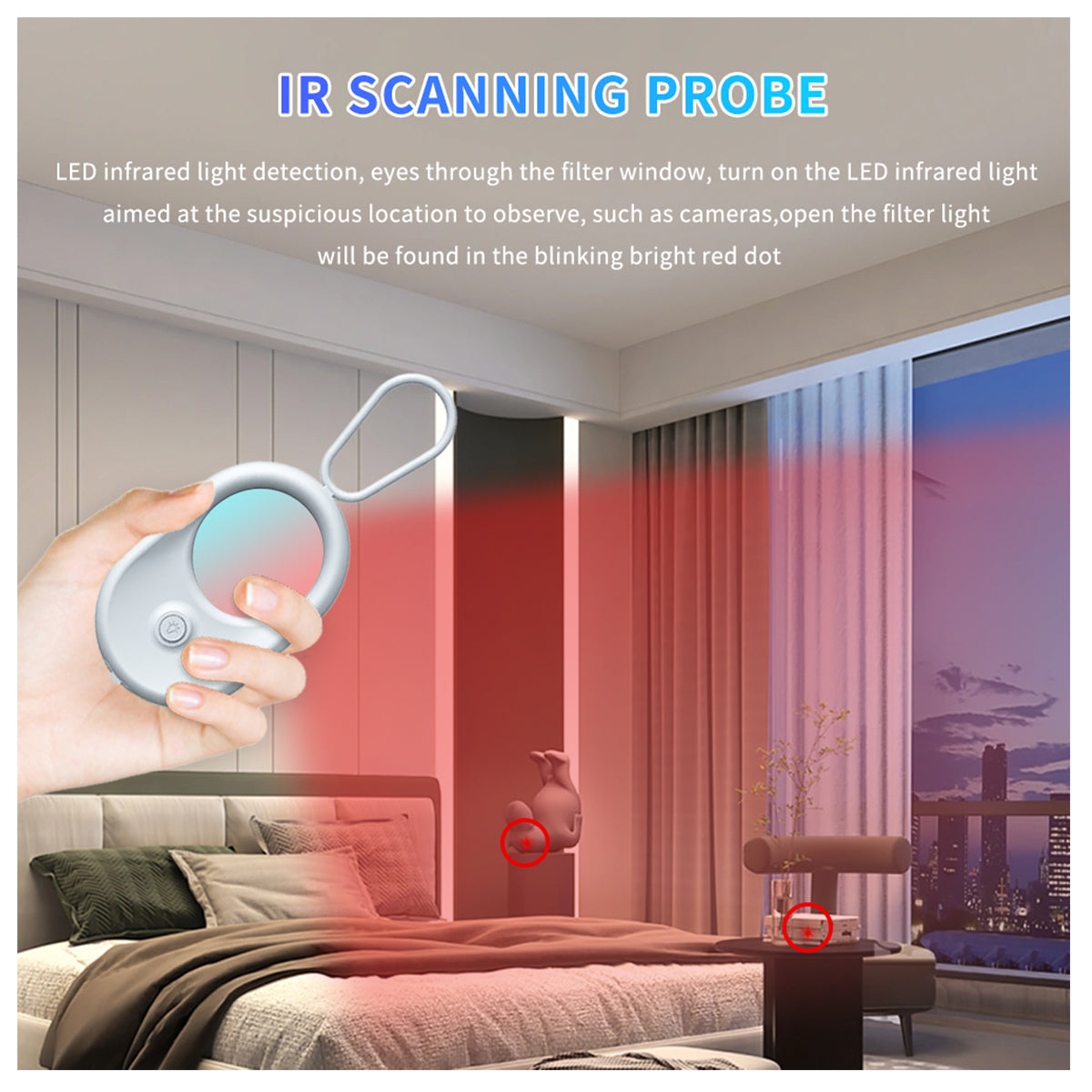 Mini Keychain Hidden Camera Detector – 720-Hour Standby Anti-Spy Lens Finder