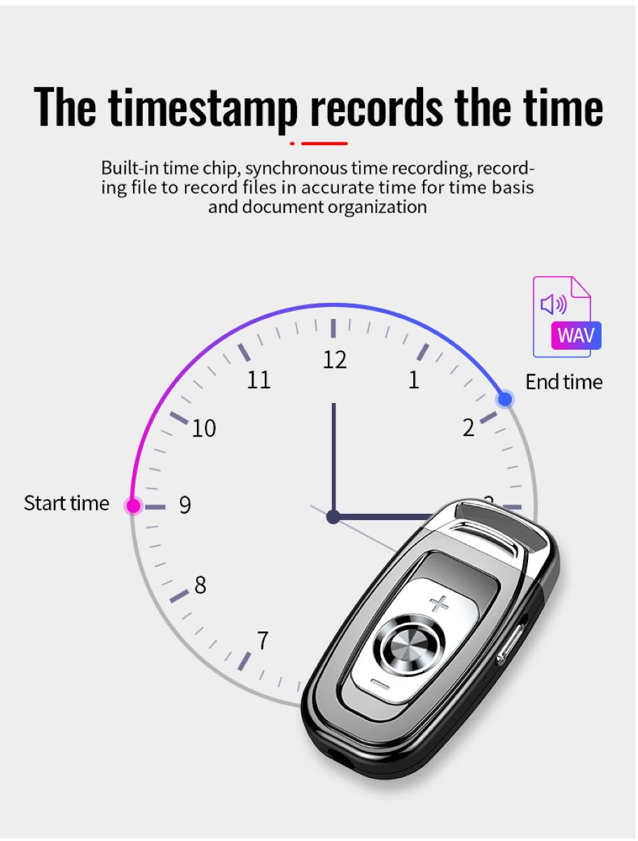 Mini Keychain Voice Recorder – 48 Hour HD Audio & Voice-Activated recording