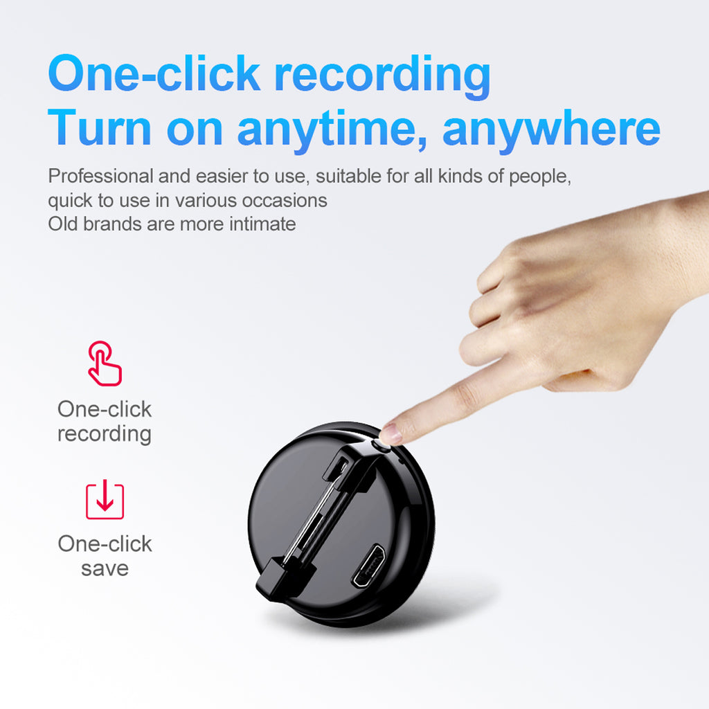 Mini Pin Badge Voice Recorder – HD Voice with Time Stamp & Activated Recording