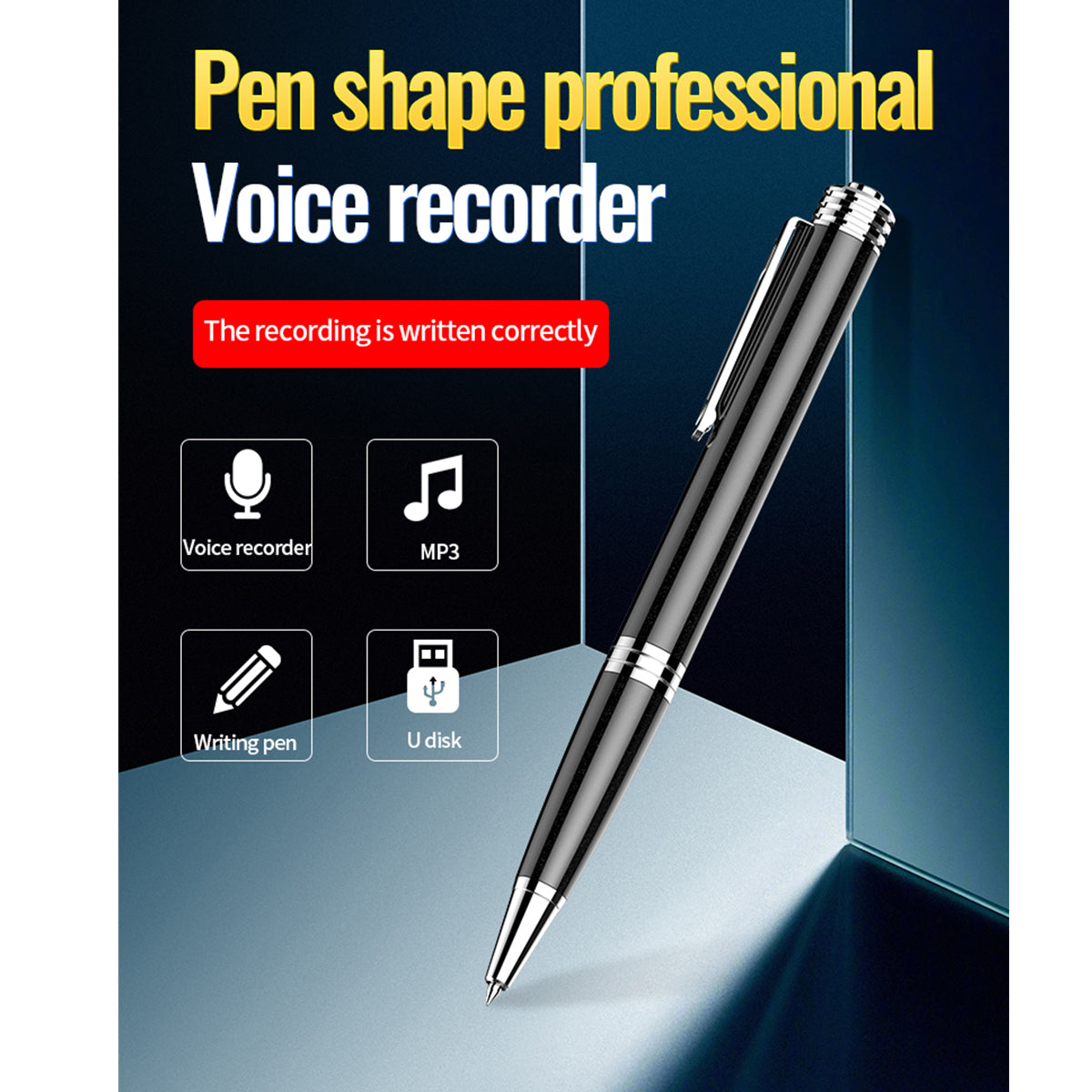 Pen-Shape Professional Voice Recorder – 48 Hours, Voice-Activated Recording