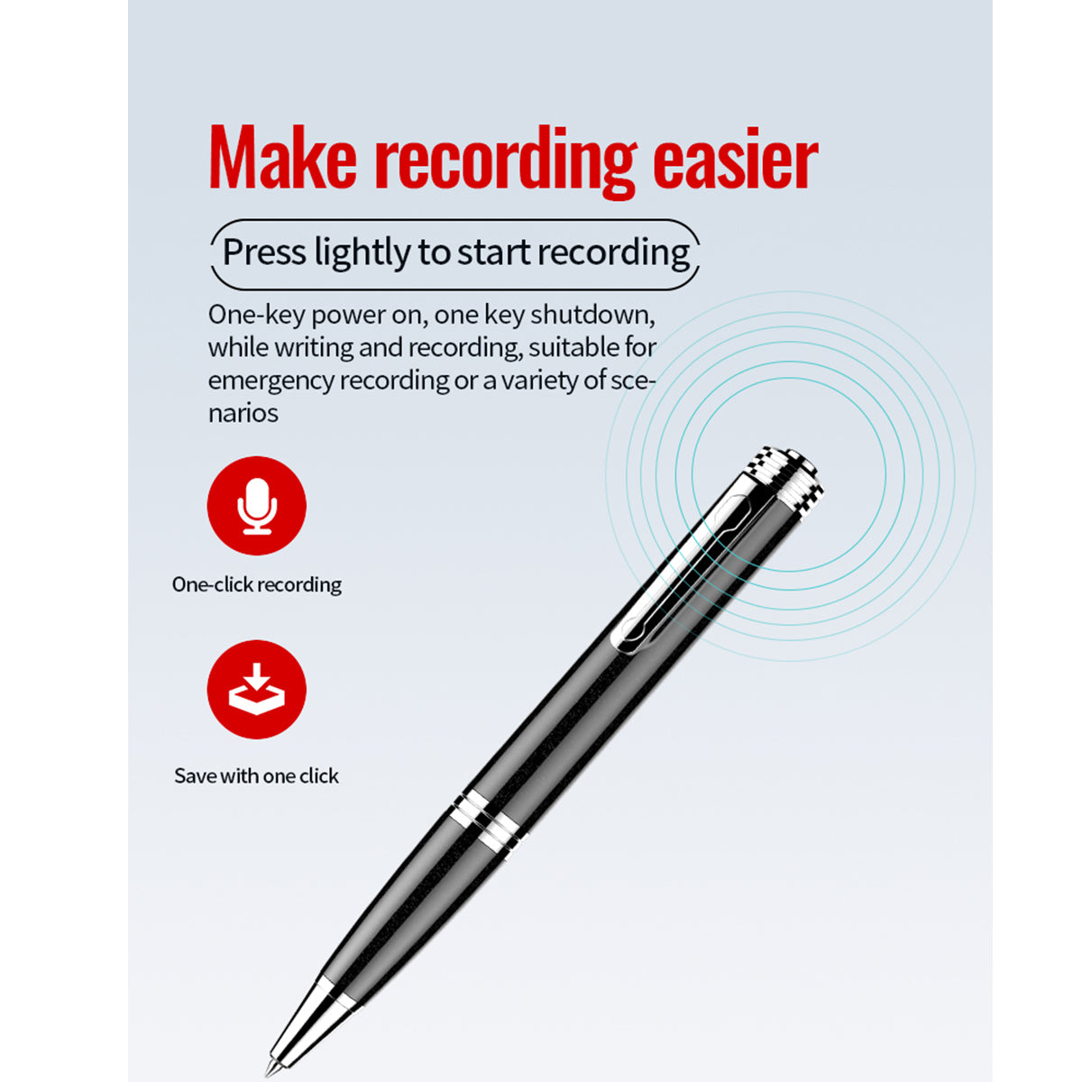 Pen-Shape Professional Voice Recorder – 48 Hours, Voice-Activated Recording