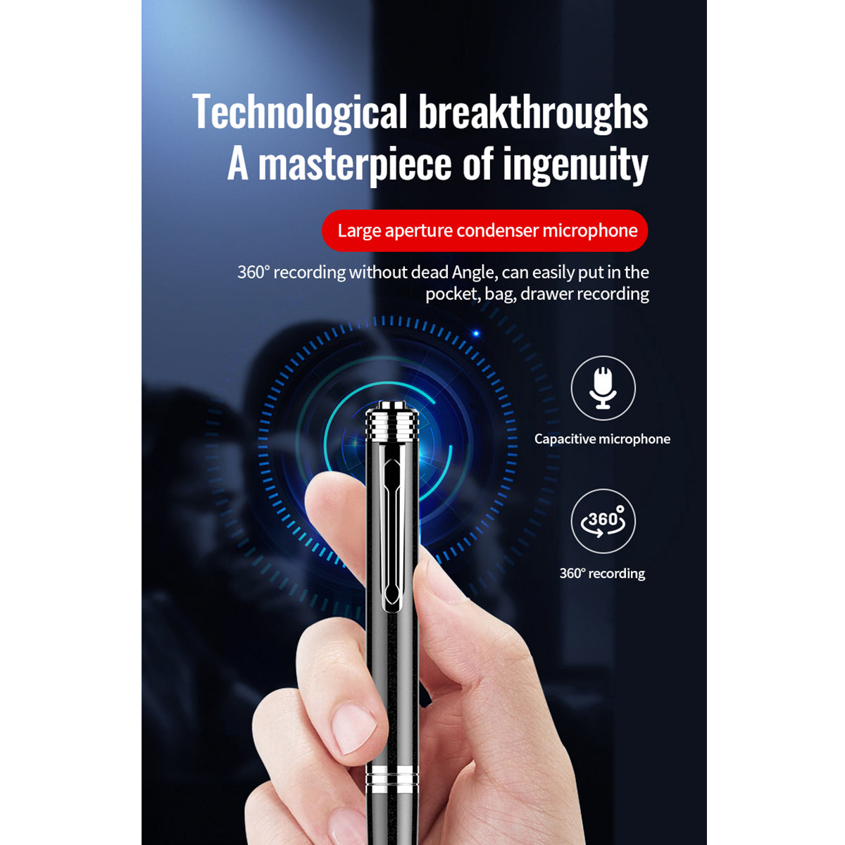 Pen-Shape Professional Voice Recorder – 48 Hours, Voice-Activated Recording