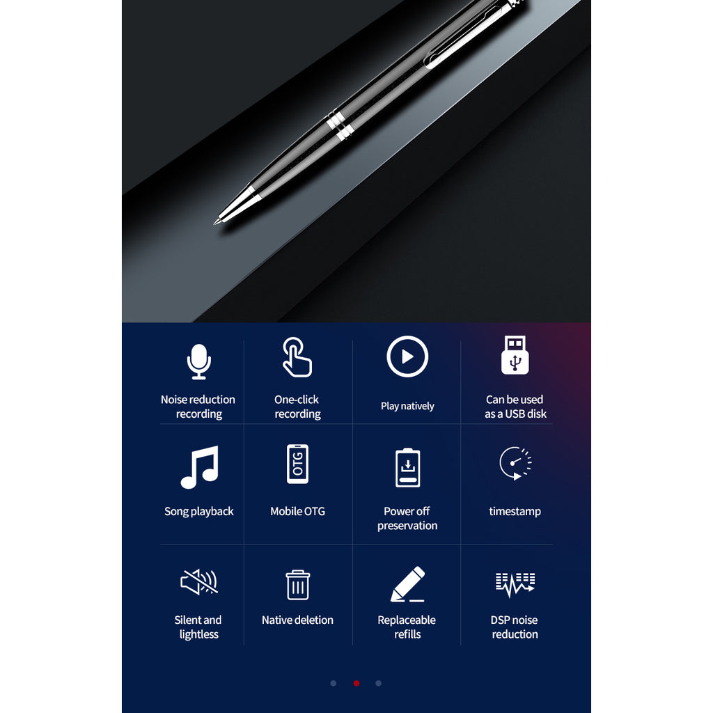 Pen-Shape Professional Voice Recorder – 48 Hours, Voice-Activated Recording