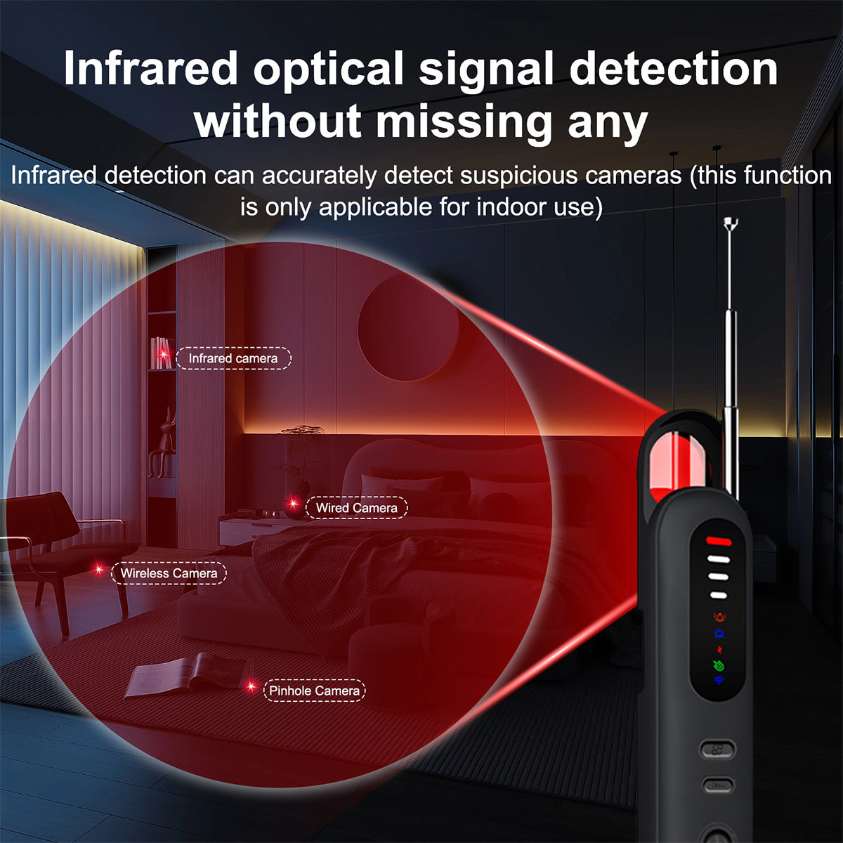 Professional Anti-Spy Detector with GPS Signal Detection & IR Camera Lens Finder