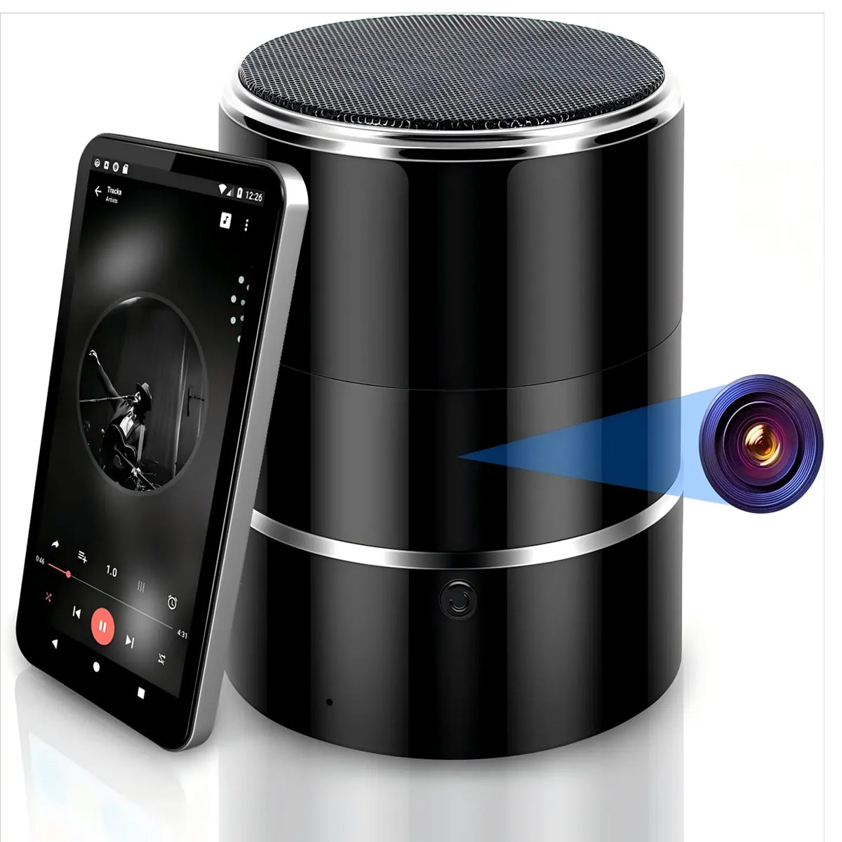 Wi-Fi  Spy Camera Bluetooth Speaker with 1080P 180° Rotating HD Hidden Camera