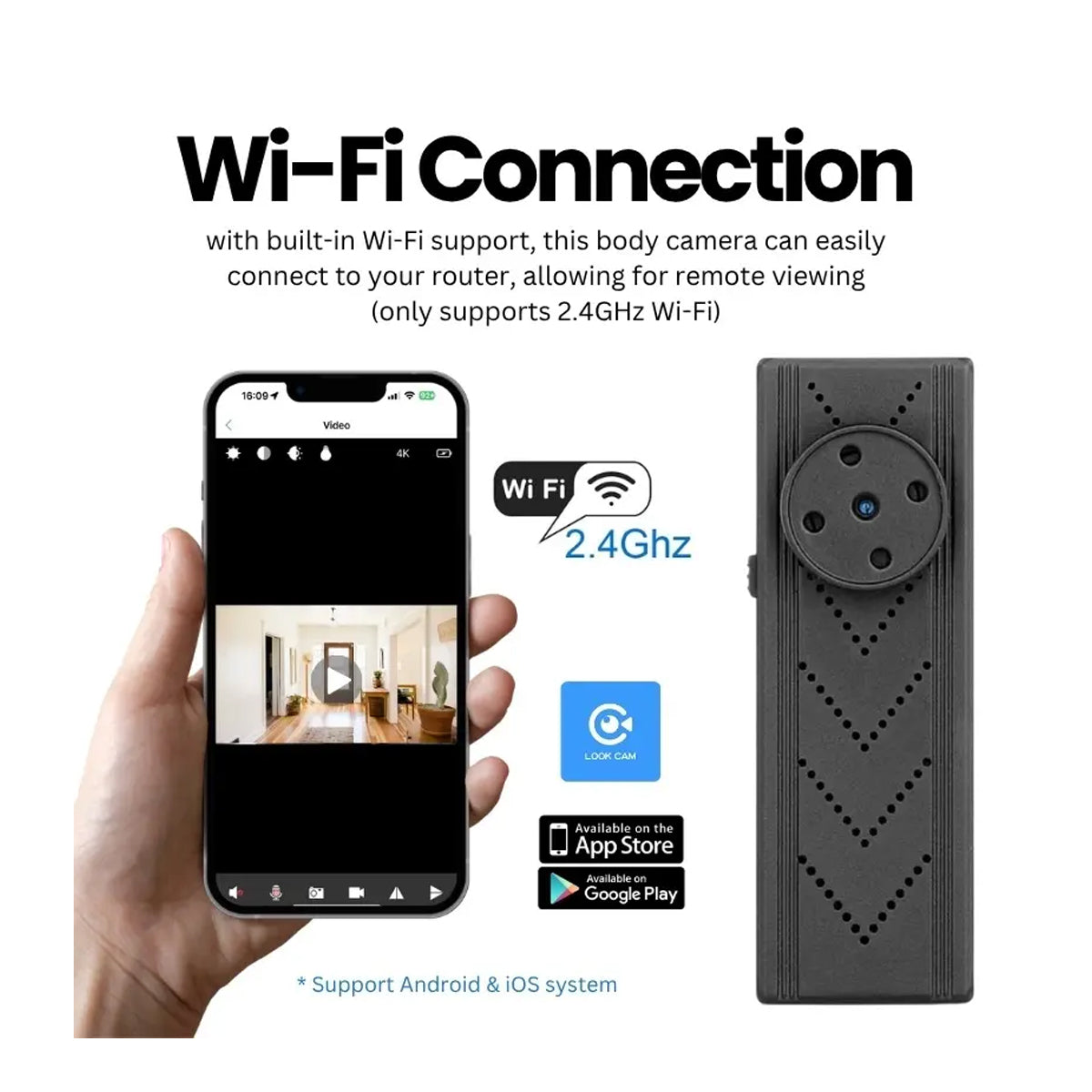 HD1080P Mini Button Back-Clip WiFi Spy Camera - Hidden Cam with Motion Detection