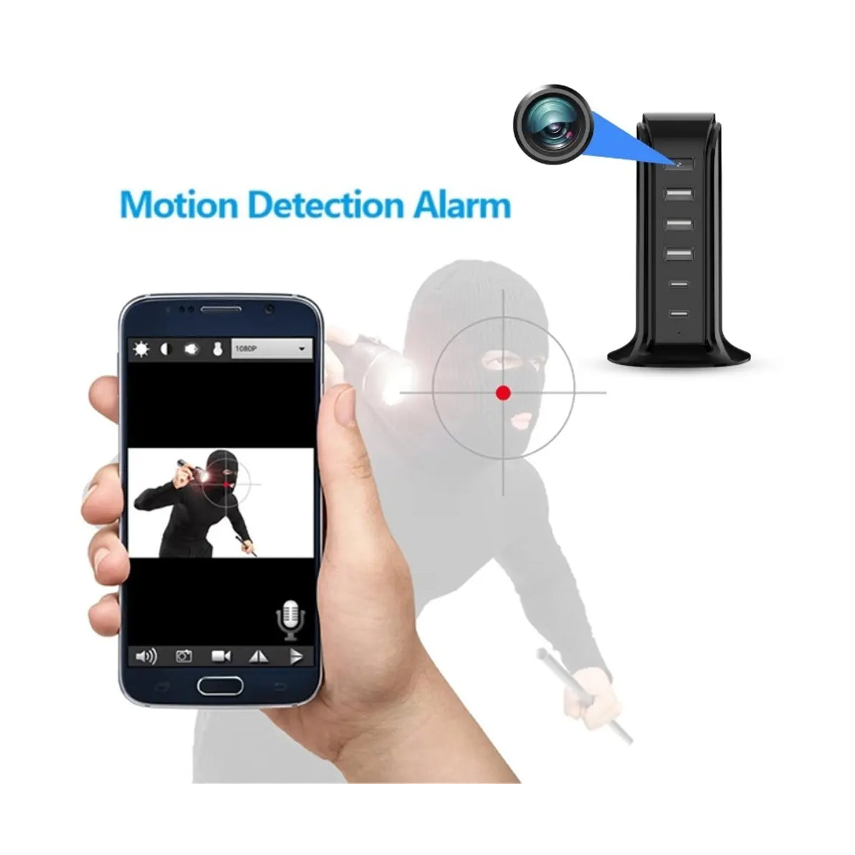 HD1080P Multi USB Charging Station WiFi Spy Camera - Hidden Nanny Cam