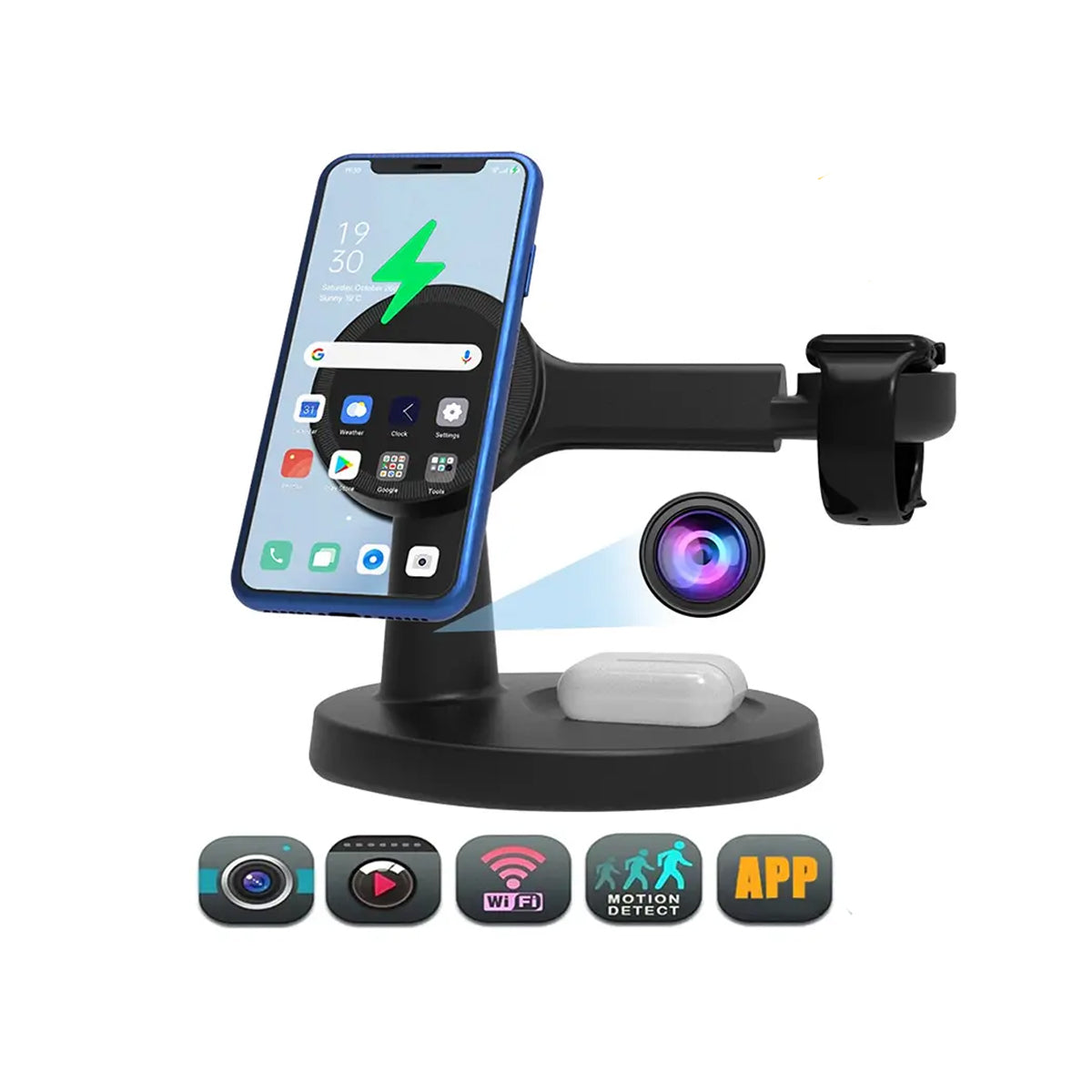 2K Spy Camera  Multi-Wireless Phone Charger WiFi Hidden Camera with Night Vision