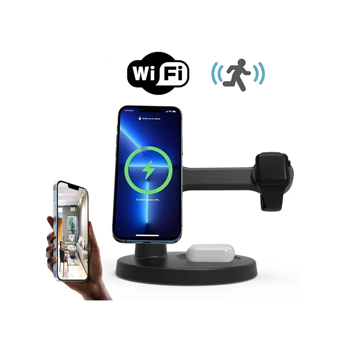 2K Spy Camera  Multi-Wireless Phone Charger WiFi Hidden Camera with Night Vision