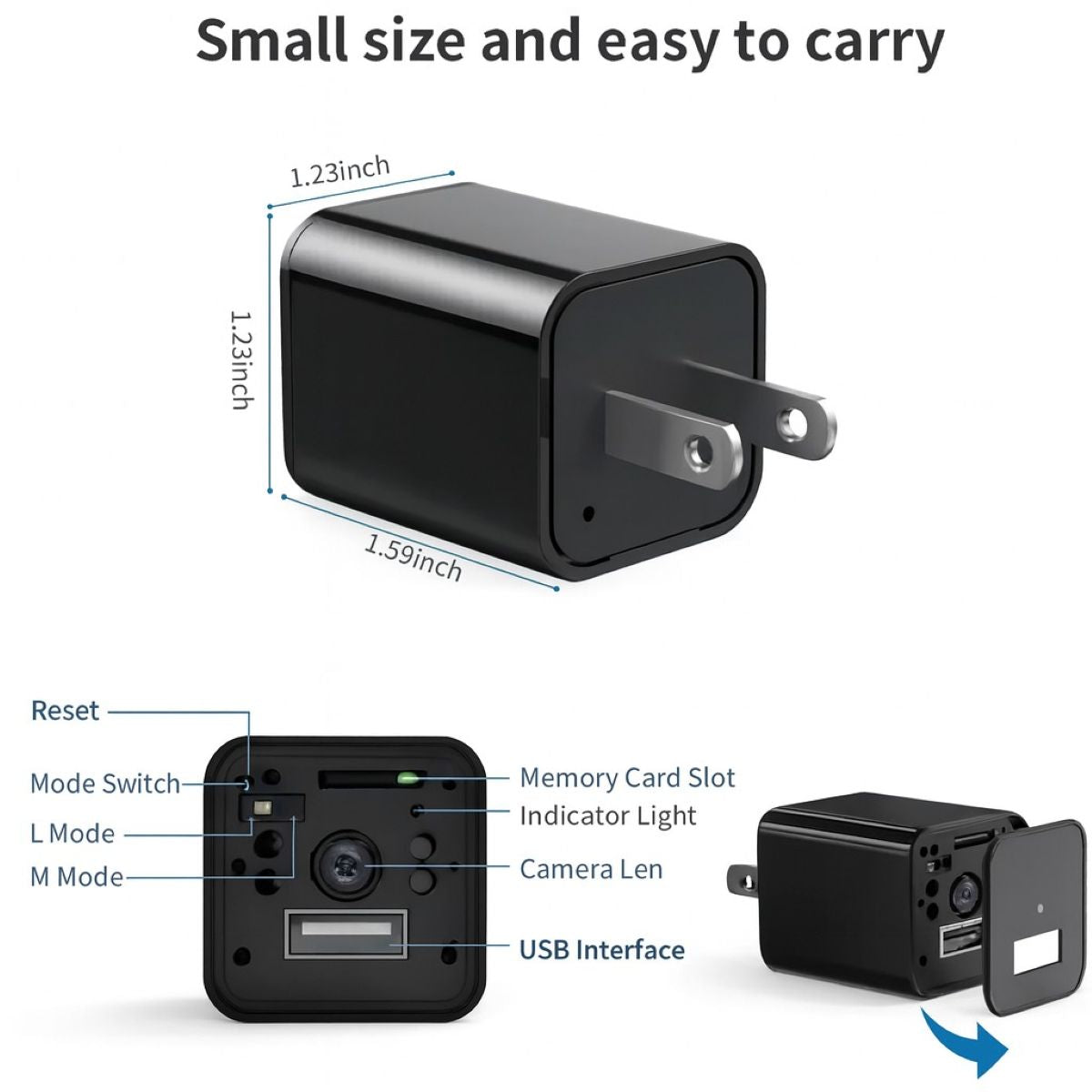 HD1080P USB Charger Hidden Spy Camera - Nanny Cam with Motion Detection