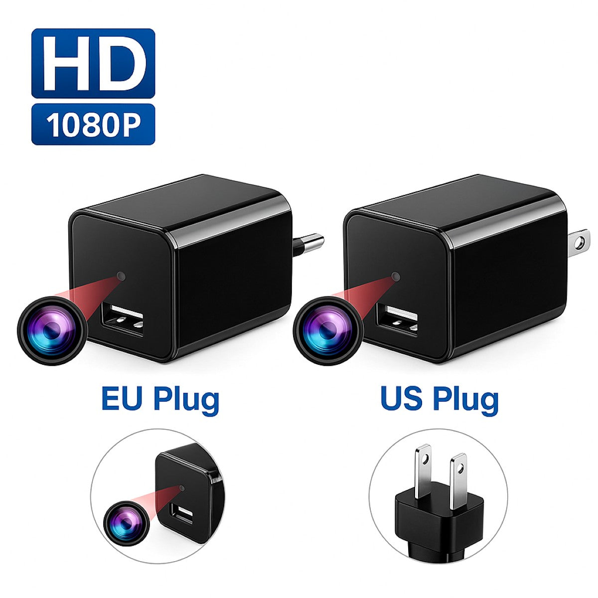 HD1080P USB Charger Hidden Spy Camera - Nanny Cam with Motion Detection