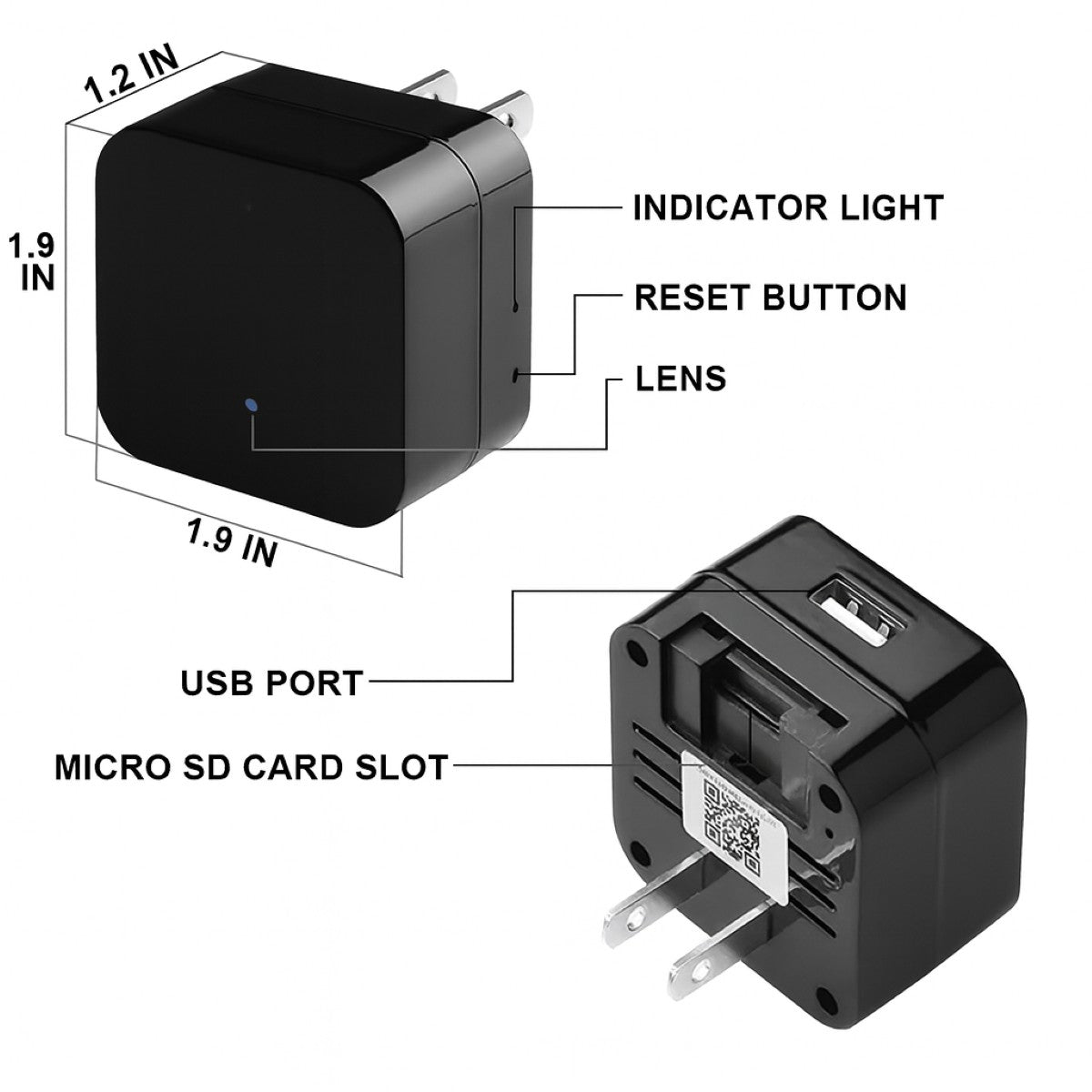 HD1080P Wi-Fi USB Charger Hidden Camera - Spy Charger with Night Vision