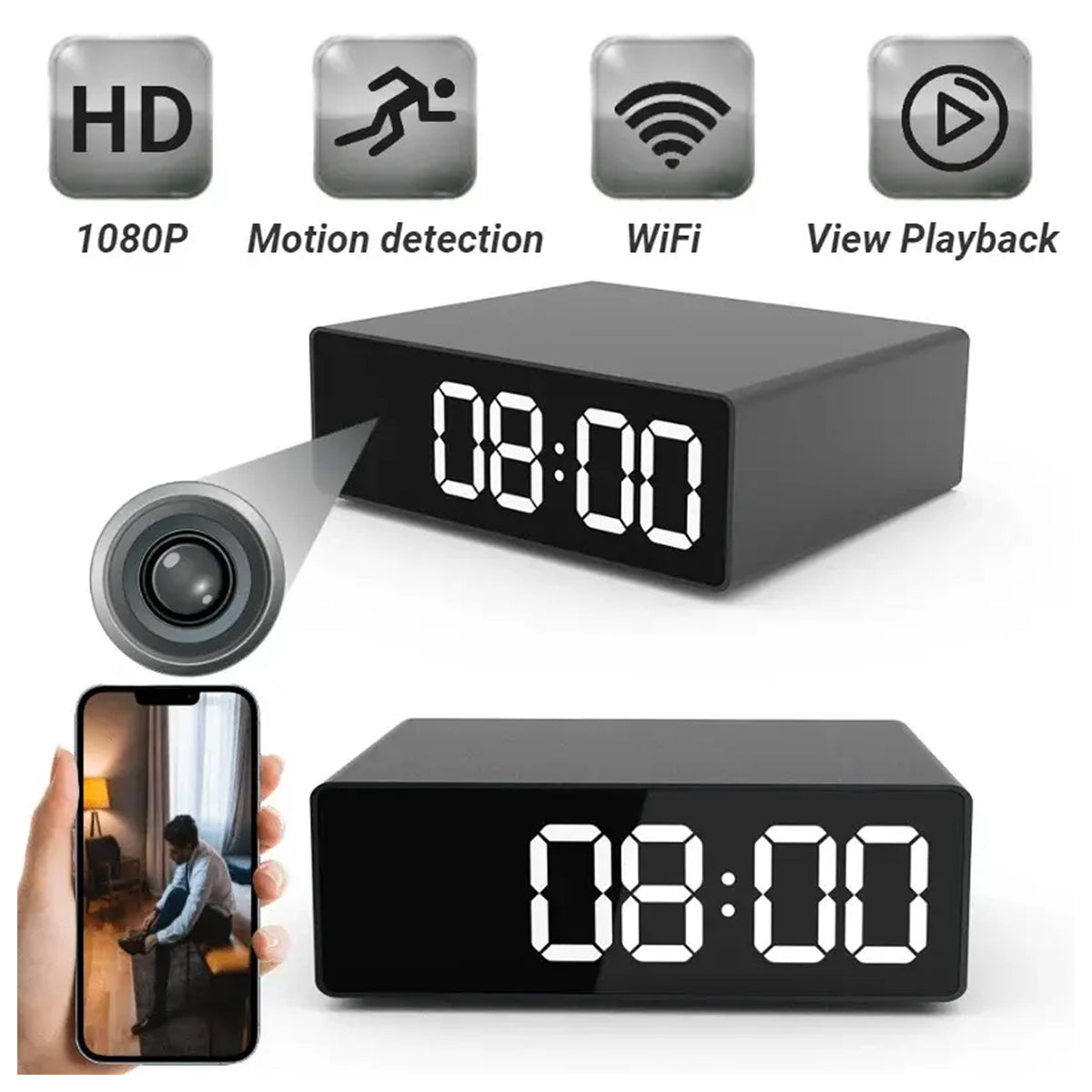 2K WiFi Hidden Wall Clock Camera - Modern Surveillance Clock with Night Vision