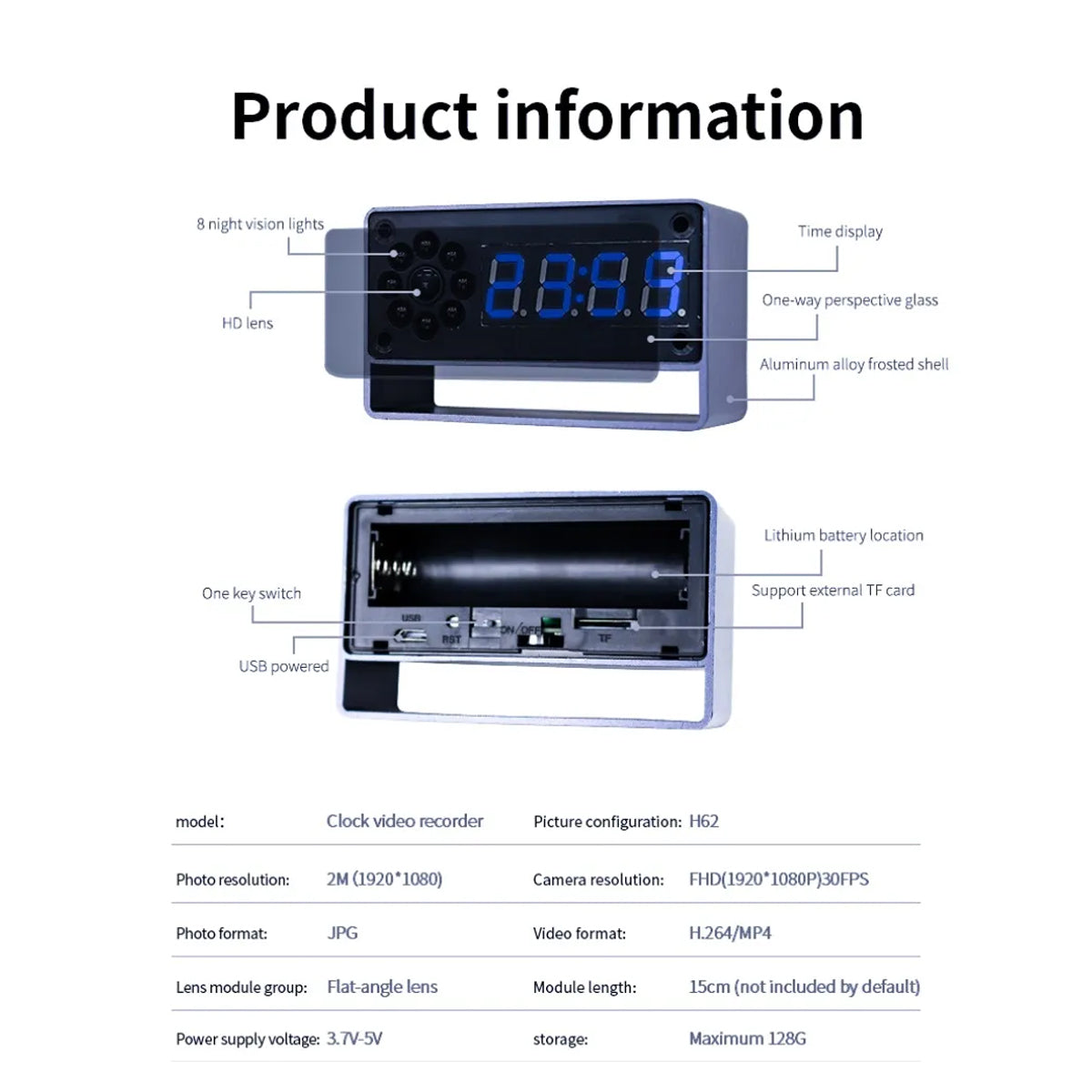 2K WiFi Hidden Camera Desk Clock - 24/7 Discreet Surveillance with Night Vision