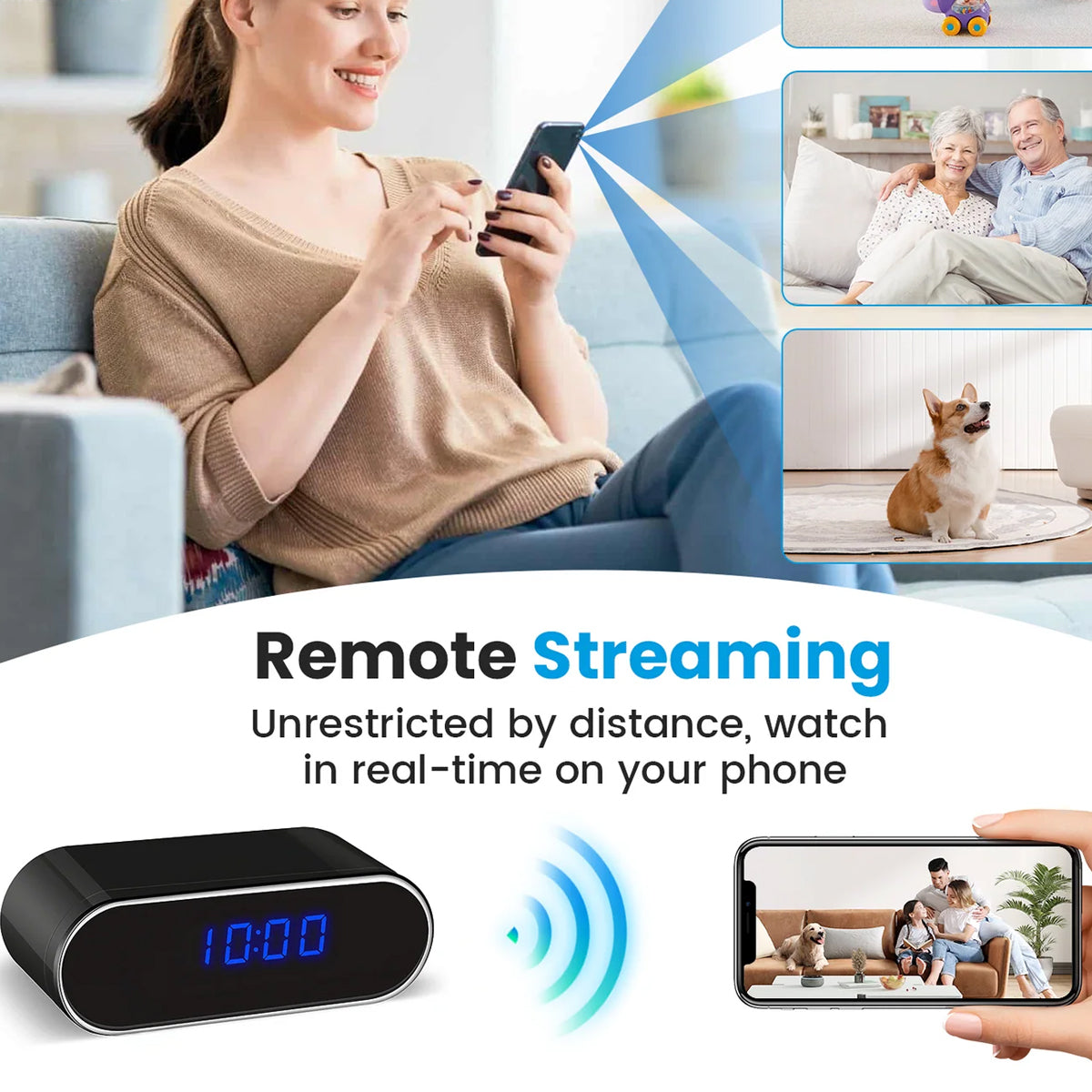 2K WiFi Hidden Camera Table Alarm Clock – Discreet Home & Office Surveillance