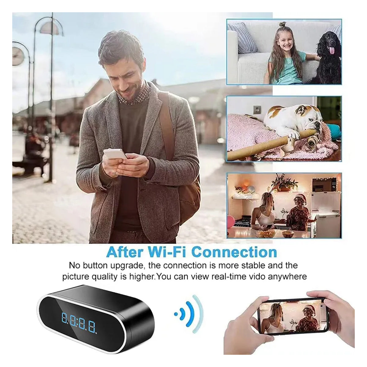 2K WiFi Hidden Camera Table Alarm Clock – Discreet Home & Office Surveillance