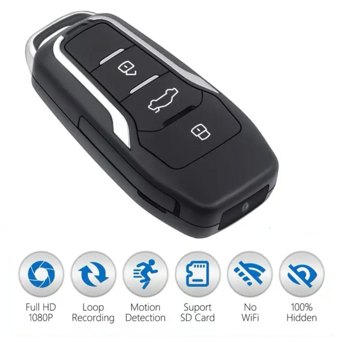 1080P Mini Car Key Hidden Camera - Keychain Spy DVR with Motion Detection