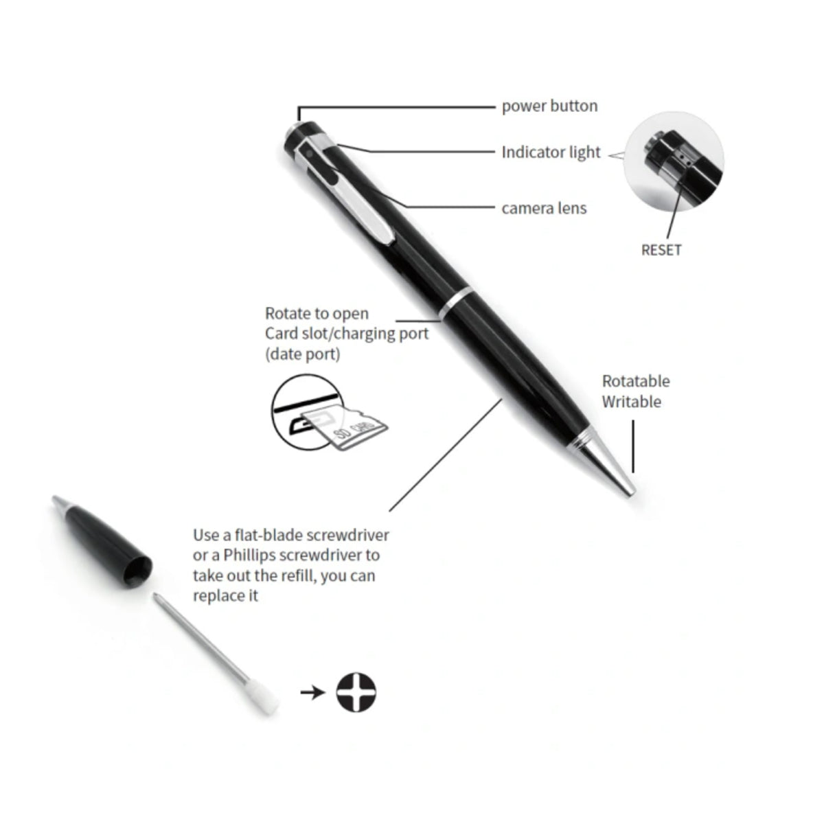 1080P Writing Pen Hidden Spy Camera - Discreet Full HD DVR Pen for Meetings