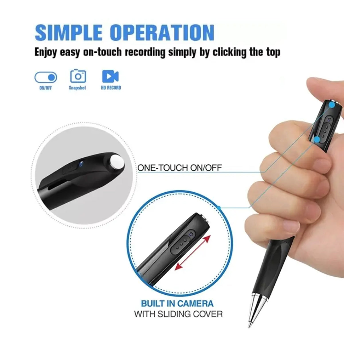 1080P Dual-Battery Spy Camera Pen - Portable DVR Writing Pen with 150 min Recording