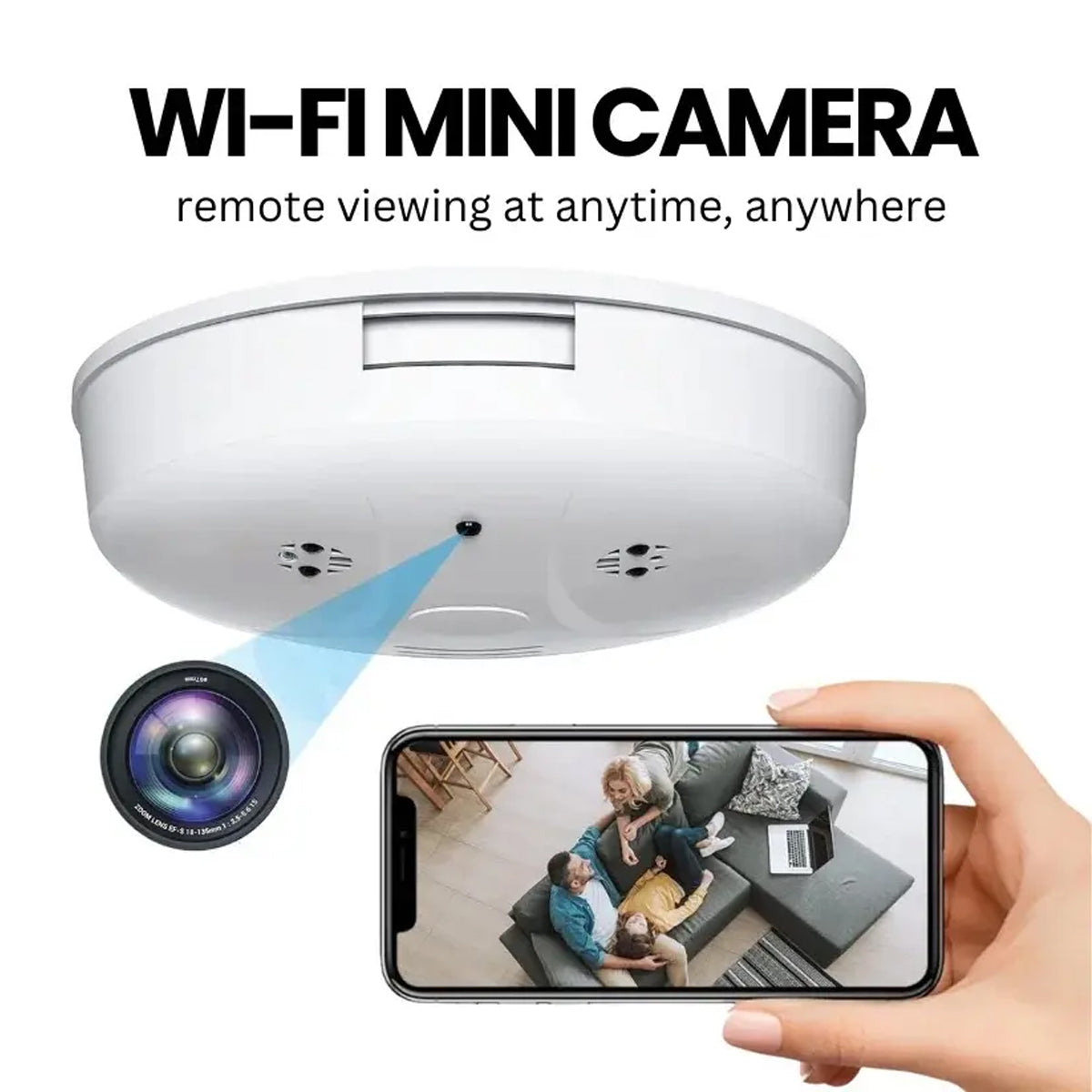 1080P WiFi Smoke Detector Hidden Spy Camera with Night Vision & Motion Alerts