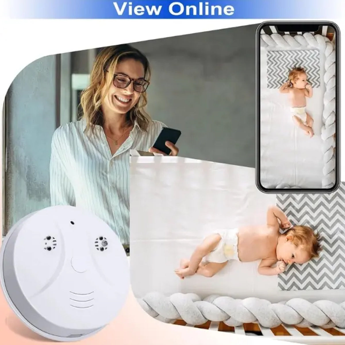 1080P WiFi Smoke Detector Hidden Spy Camera with Night Vision & Motion Alerts