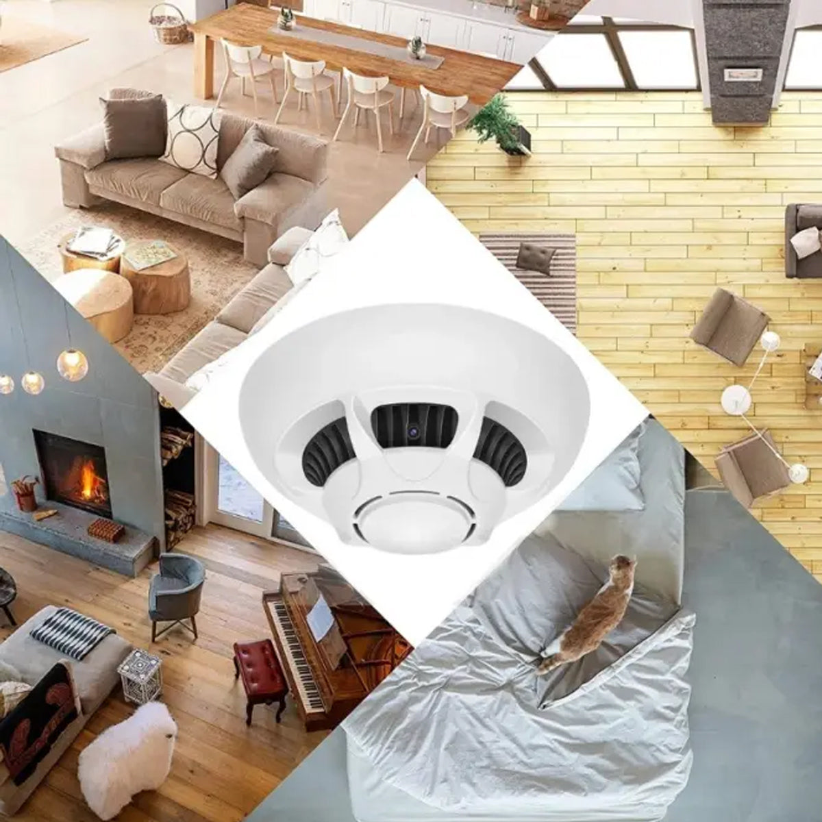 1080P WiFi Smoke Detector Spy Camera,Hidden Camera with Night Vision