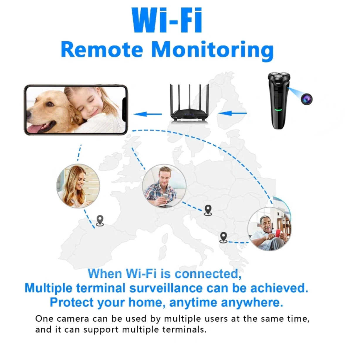 HD1080P WiFi Electric Shaver Hidden Camera - 2-in - 1 Razor with Mini HD Security Cam