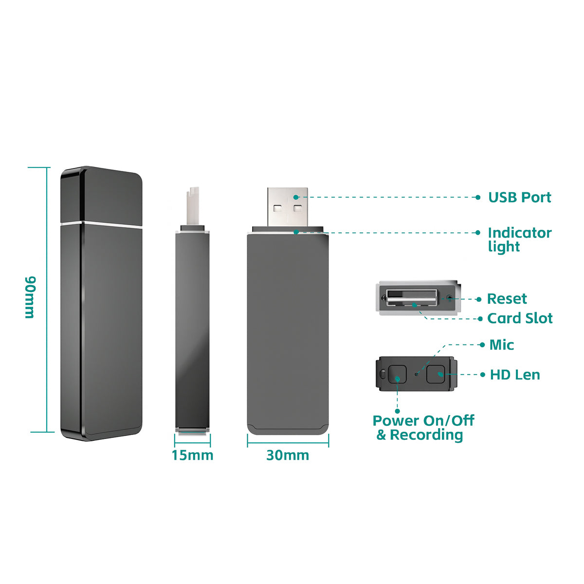 1080P Mini USB Spy Camera - Hidden Flash Drive DVR with Audio & MicroSD Recording