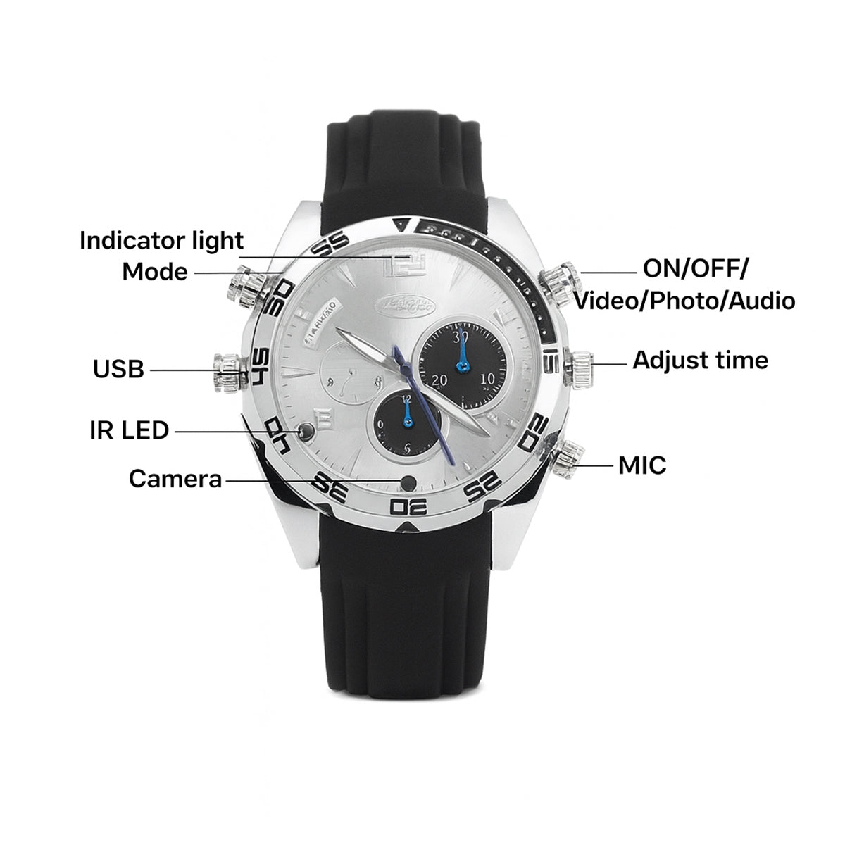 1080P Watch Hidden Camera - Mini DV Spy Watch with IR Night Vision Built-in 32GB