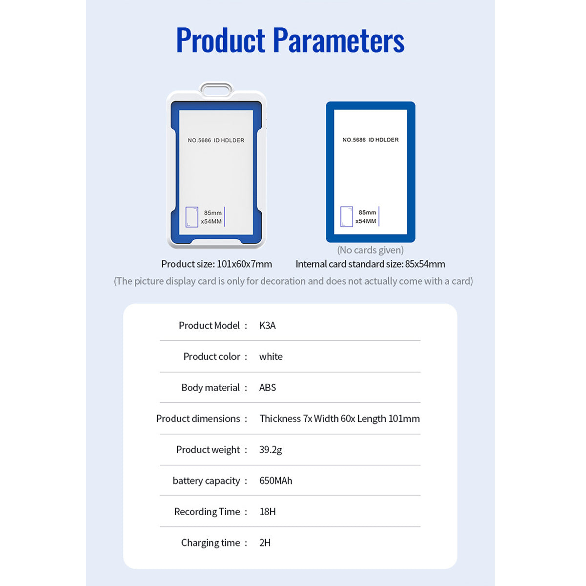 Work ID Badge Voice Recorder with App – Chest-Worn Smart Recording Badge