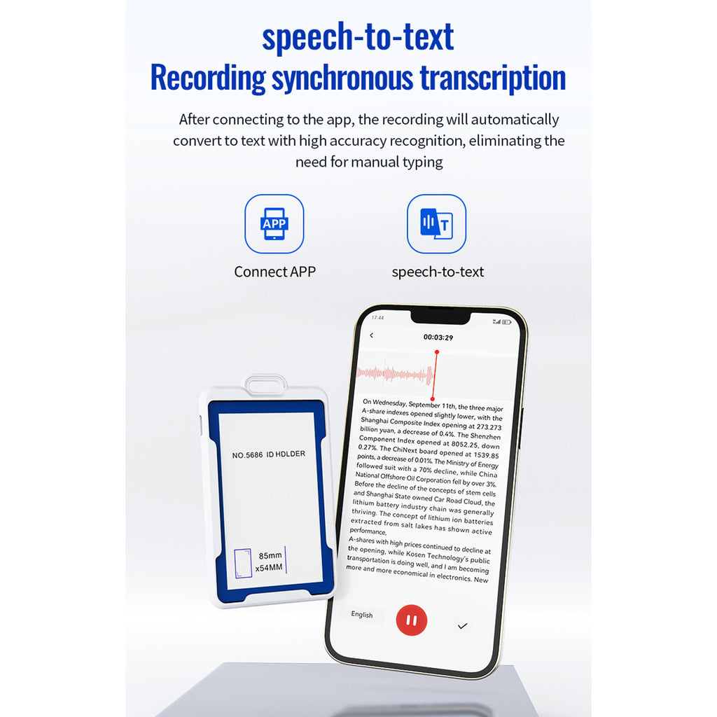 Work ID Badge Voice Recorder with App – Chest-Worn Smart Recording Badge