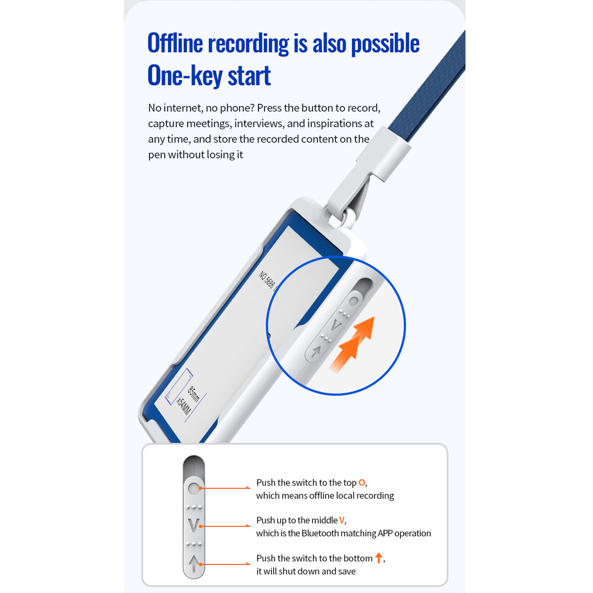 Work ID Badge Voice Recorder with App – Chest-Worn Smart Recording Badge